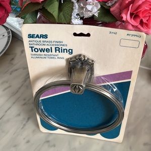 Sears Antique Brass Finish Towel Ring New: Firm Price